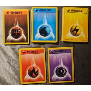 Vintage Pokemon Cards Base Set Basic Energy Bulk Lot 48 Total WOTC LP MP 1999